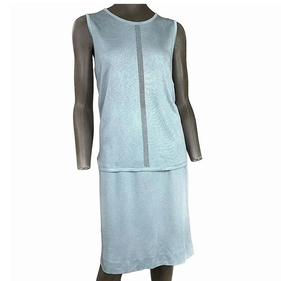 Marie St Monet Two Piece Knit Sweater Sleeveless Tank Top Skirt Set Size L Green - Picture 1 of 11